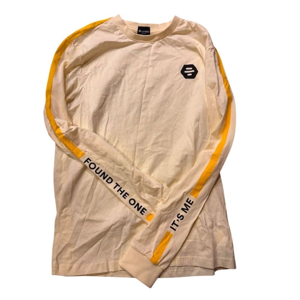 Bumble Unisex Long Sleeve T-Shirt Yellow Size M Casual Trendy Crew Neck